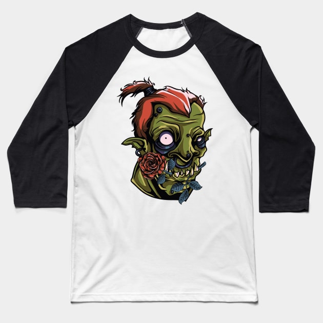 Zombie Rose Baseball T-Shirt by positivedesigners